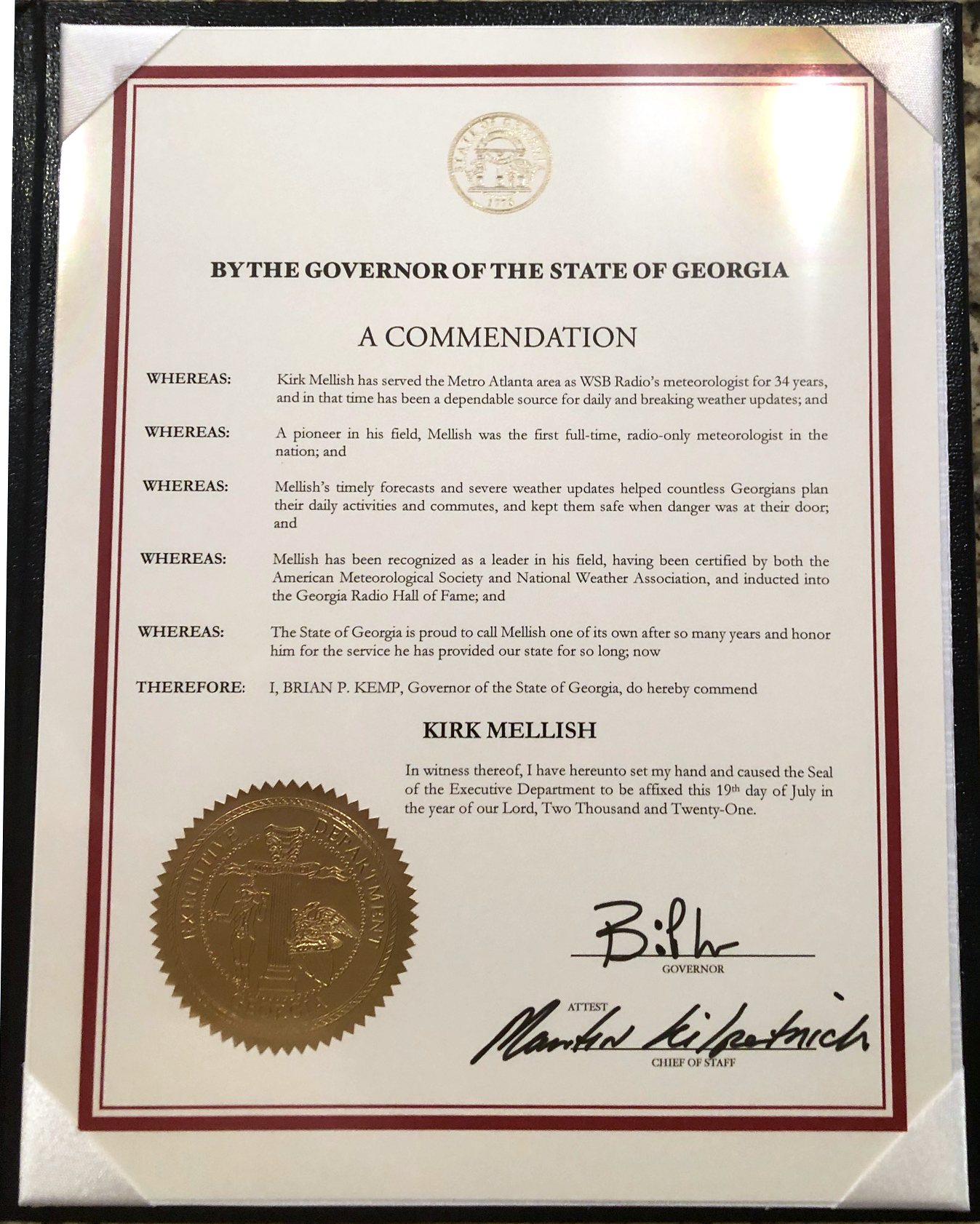 The Governor's Commendation.