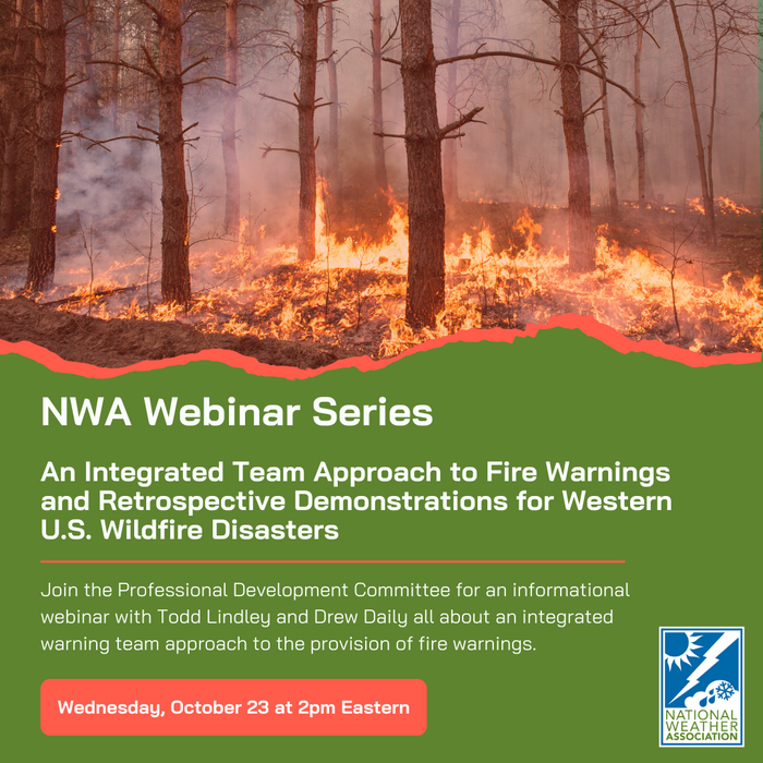 Image of a wildfire promoting the October 23 NWA Webinar. Click to register.