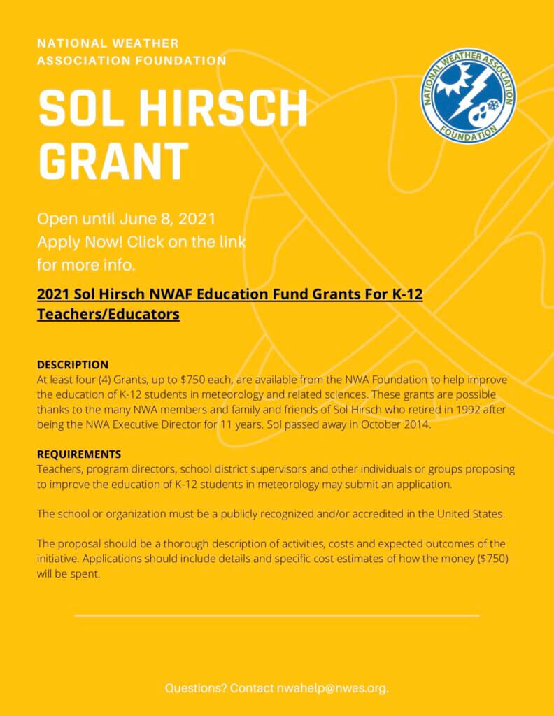 Sol Hirsch K-12 Education Grants flyer
