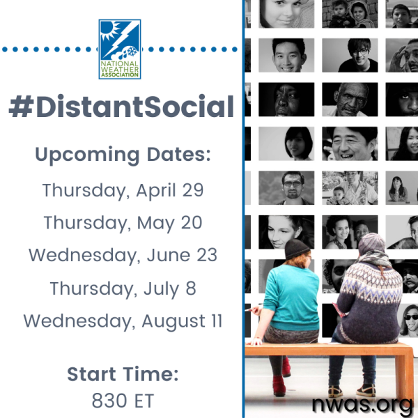 List of upcoming Distant Socials next is April 29 at 8:30 pm ET