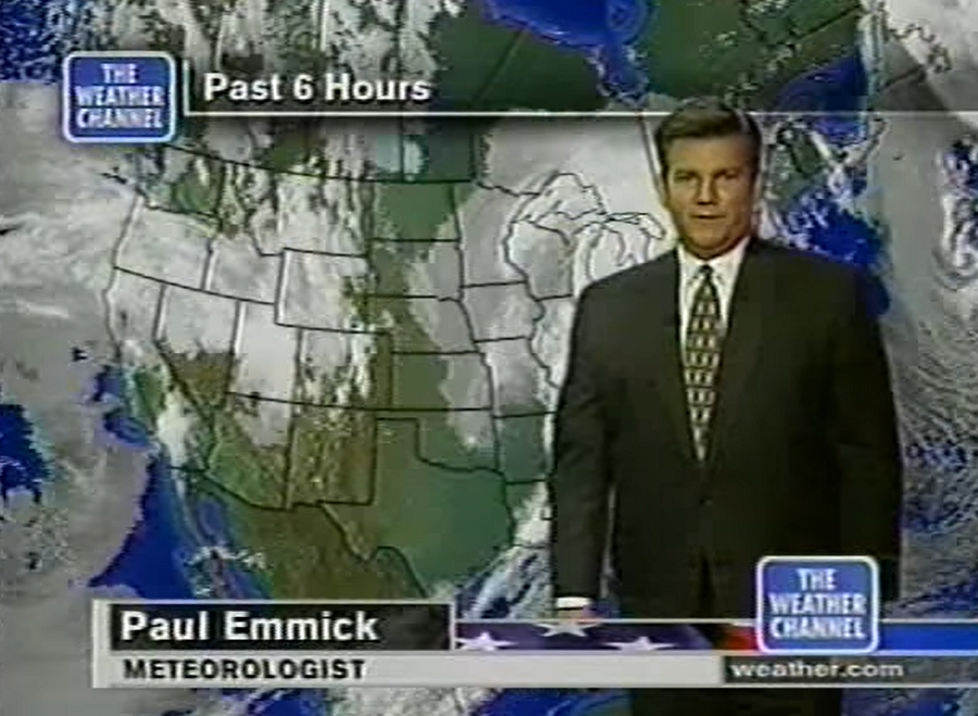 Paul Emmick on air at The Weather Channel