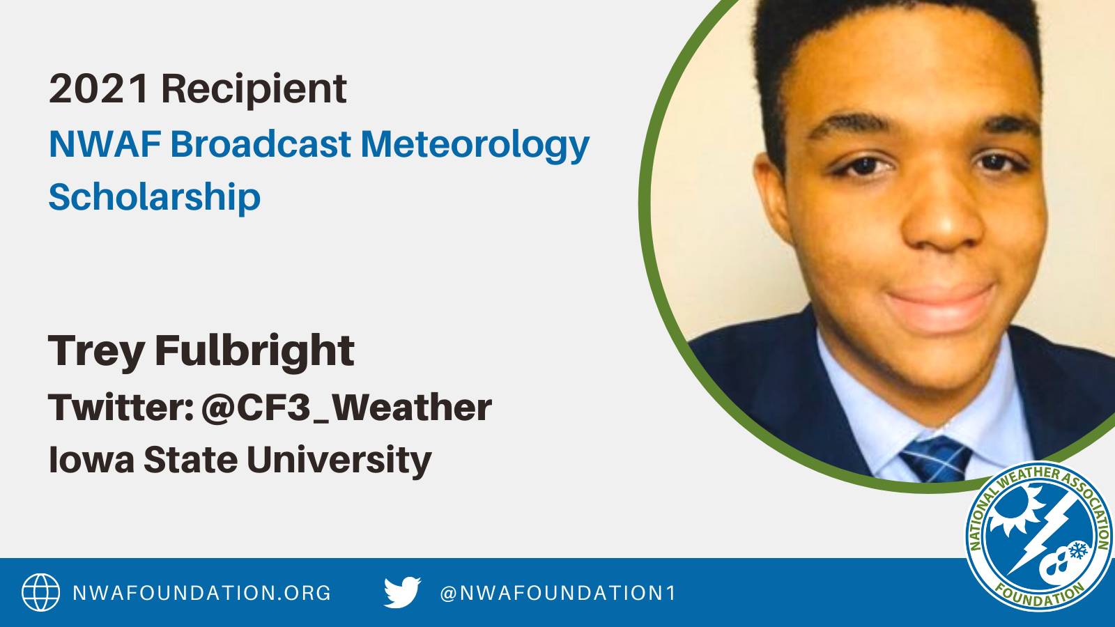 Trey Fulbright NWAF Broadcast Meteorology Scholarship Winner